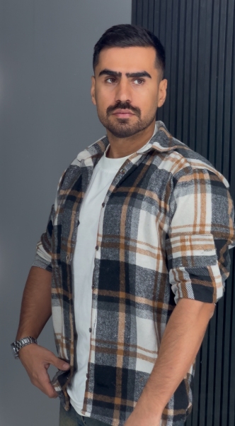 پیراهن پشمی پارچه وارداتی قهوه ای