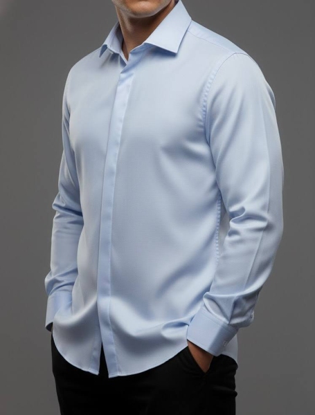 پیراهن آستین بلند ساده آبی روشن