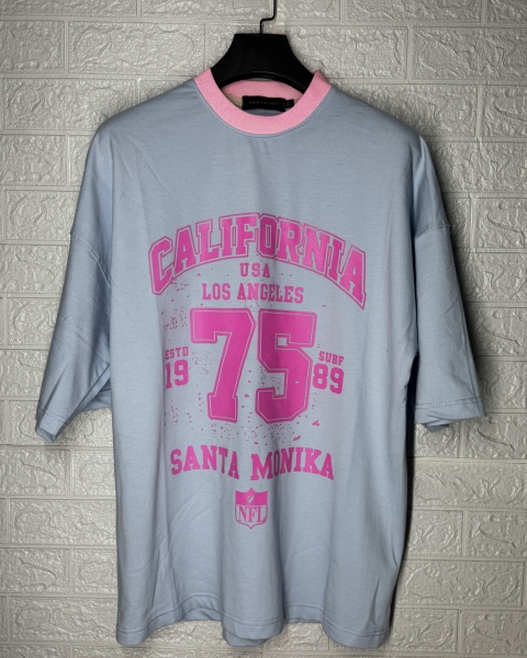 تیشرت دونخ مدل CALIFORNIA75 آبی آسمانی