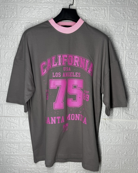 تیشرت دونخ مدل CALIFORNIA75 طوسی