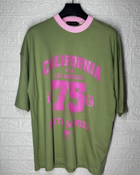 تیشرت دونخ مدل CALIFORNIA75 سبز روشن
