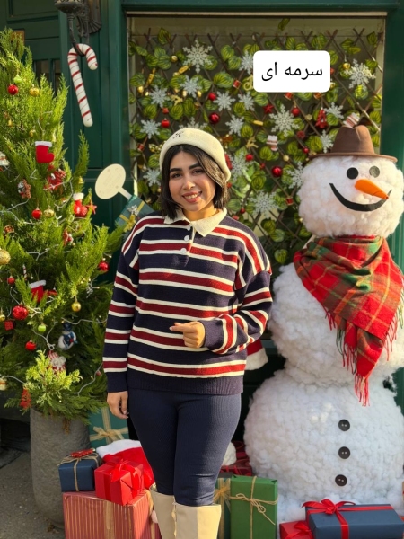 بافت یقه دکمه راه راه