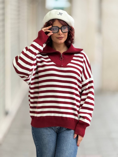 بافت نیم زیپ راه راه