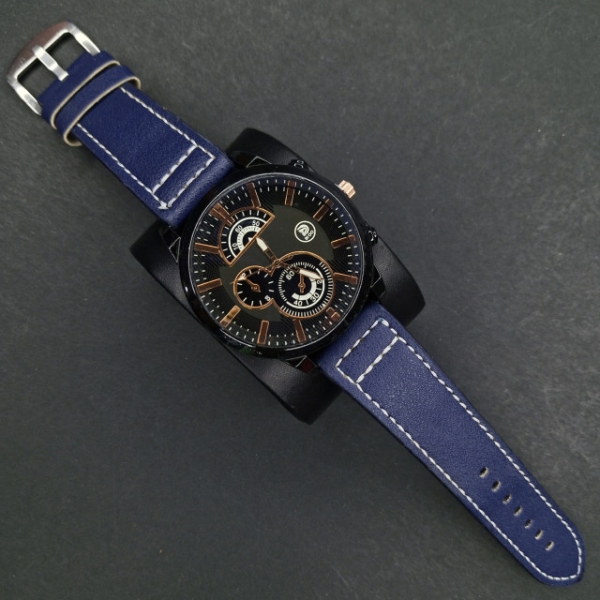 ساعت اسپرت مردانه/صفحه مشکی/بند سرمه ای