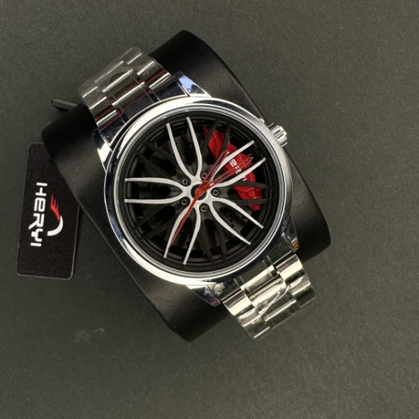 ساعت رینگی مردانه / نقره ای عقربه قرمز