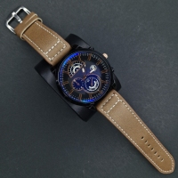 ساعت اسپرت مردانه /صفحه مشکی آبی/بند قهوه ای