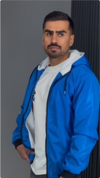 سوییشرت بادگیر داخل تدی رنگ آبی