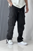 شلوار کارگو بگ استایل کتان نیل رنگ مشکی