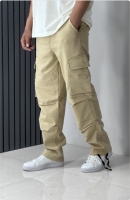 شلوار کارگو بگ استایل کتان نیل رنگ کرم