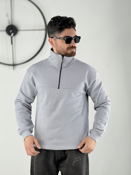 دورس نیم زیپ ساده طوسی