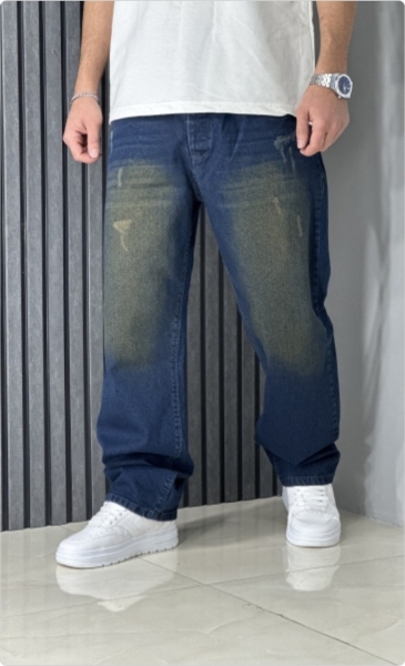 شلوار جین بگ مردانه رنگ آبی تیره گازوییلی
