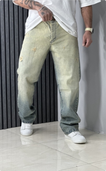 شلوار جین بگ مردانه گازوئیلی زاپدار