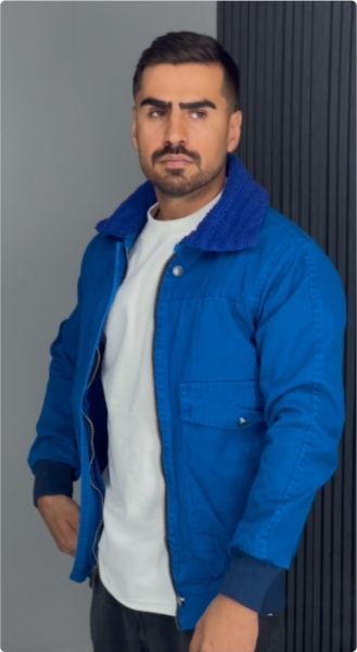 کاپشن بوفالو داخل خز گرم بالا رنگ آبی تیره