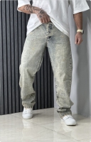 شلوار جین بگ مردانه رنگ آبی گازوئیلی روشن