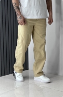 شلوار بگ کتان مردانه پارچه کتان نیل کشی رنگ کرم