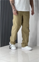 شلوار بگ کتان مردانه پارچه کتان نیل کشی رنگ کرم تیره