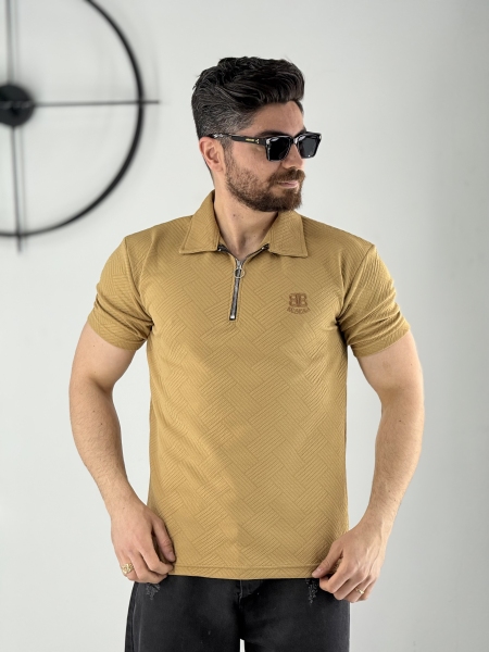 تیشرت مراکشی نیم زیپ نسکافه ایی