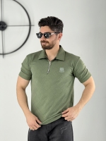 تیشرت مراکشی نیم زیپ سبز