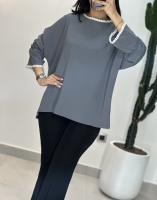 شومیز یقه گرد گیپوری ابروبادی