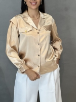 شومیز ساتن جیب نما