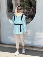 مانتو2جیب پاکتی کمربندی