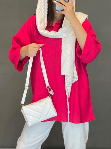 مانتو یقه شکاری آستین پاکتی