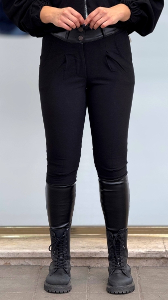 شلوار ترکیبی کتان چرم