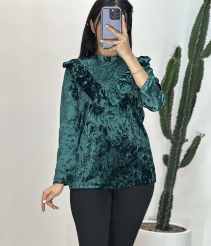 شومیز مخمل جلو چین