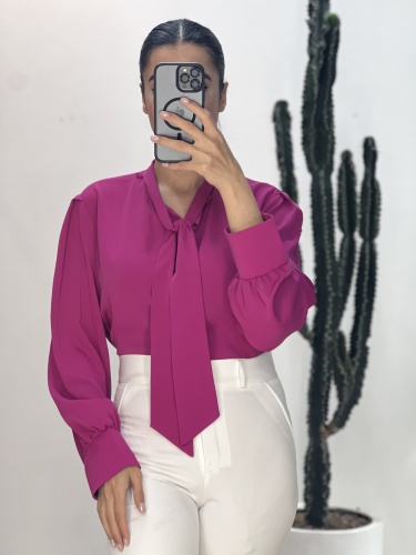 شومیز جلو دکمه دار یقه پاپیون