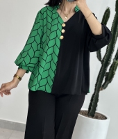 شومیز ترکیبی سه دکمه