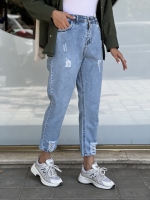 شلوار مام ابی پایین زاپ