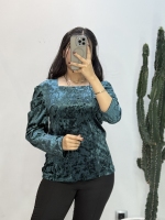 شومیز مخمل آستین پفکی