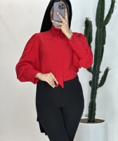 شومیز الیزه یقه پاپیون استین پفکی