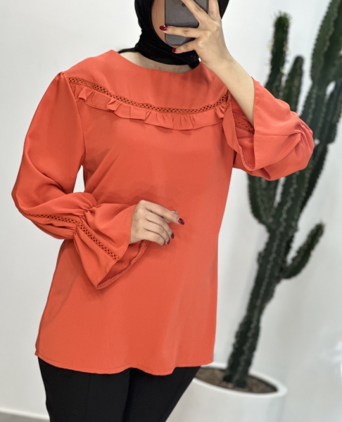 شومیز الیزه یقه چین نواردار