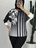 شومیز استین پاکتی چاپ گل