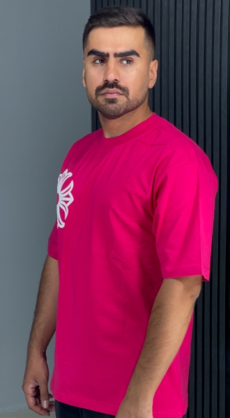 تیشرت پنبه چاپ پفکی سرخابی