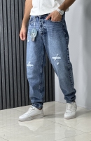 شلوار جین تیره زاپدار پارچه ترک