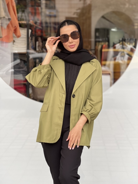 مانتو داکرون تک دکمه یقه انگلیسی