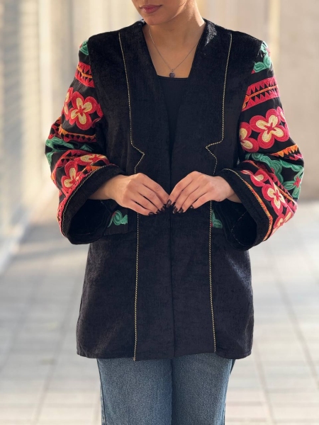 مانتو مخمل آستین ارگانزا