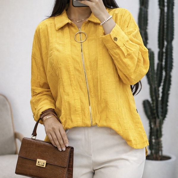 شومیز کتیبه تمام زیپ