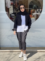 ست3تیکه کراپ کت شلوار کمربندی