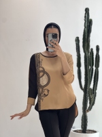 شومیز نواردار 2رنگ نگینی