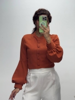 شومیز آستین فانوسی جلودکمه