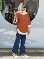 مانتو لینن دمپا نوار کرم