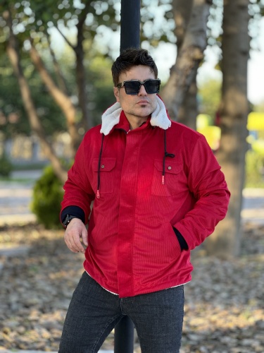 کاپشن خزدار کبریتی ORIGINAL قرمز