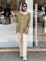 مانتو لینن3دکمه طلایی