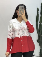 شومیز الیزه جلو دکمه گلدار