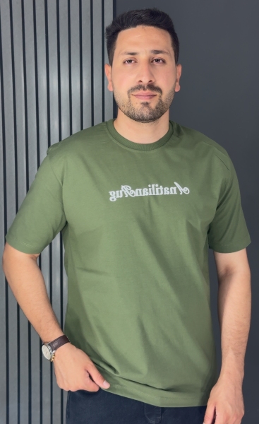 تیشرت نخ پنبه چاپدار سبز