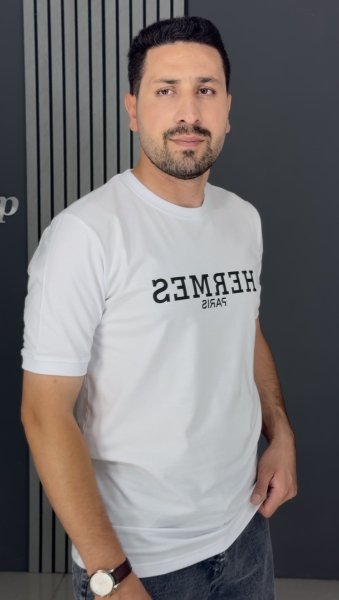 تیشرت نخ پنبه چاپی سفید