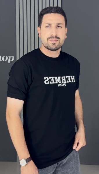 تیشرت نخ پنبه چاپی مشکی